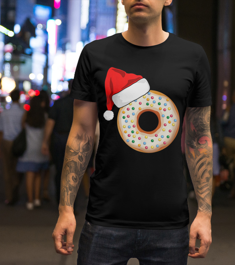 Funny Donut Santa Hat With Sprinkles T-Shirt