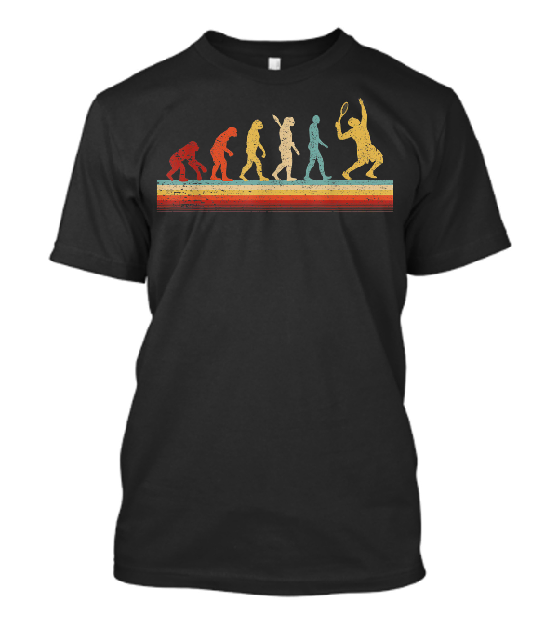 Funny Tennis Evolution Ape To Player Retro Tennis Racket T-Shirt