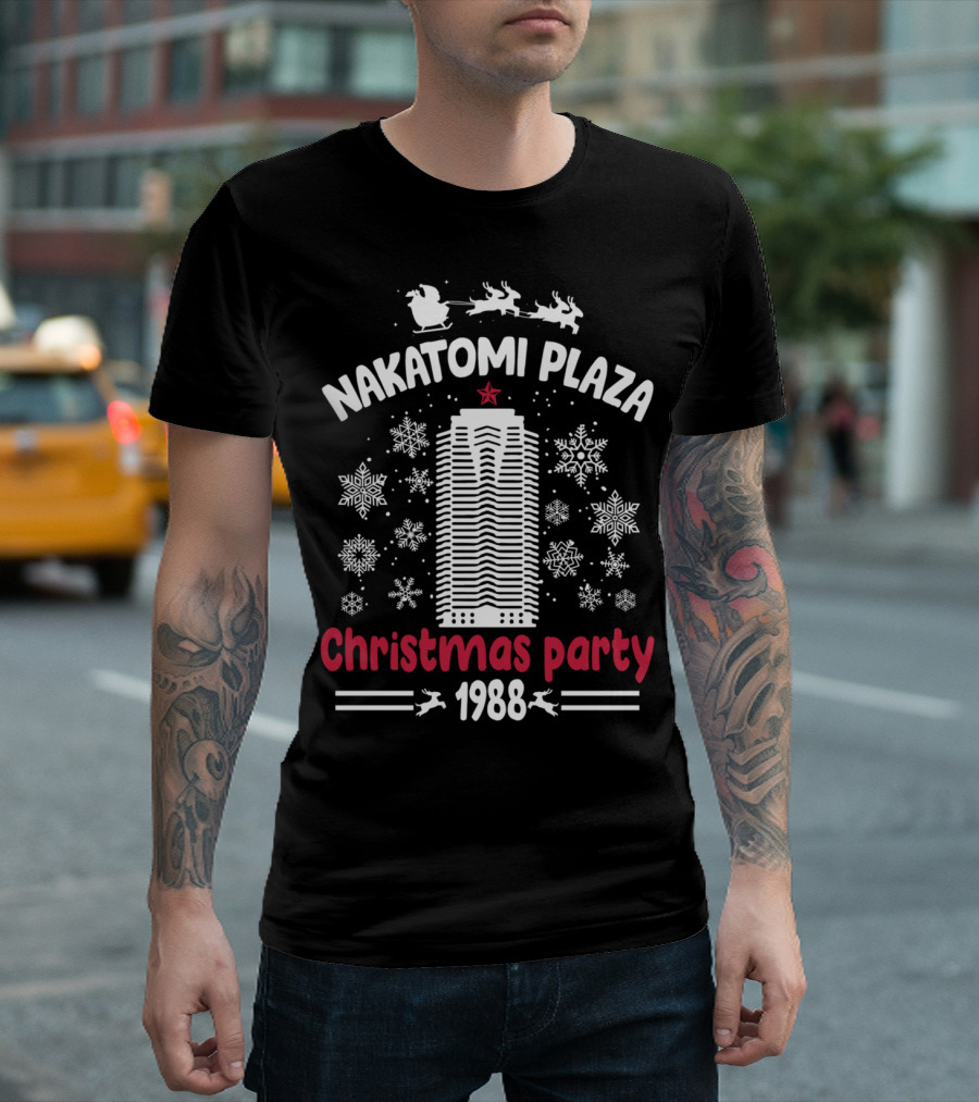 Nakatomi Plaza Christmas Party 1988 Santa Snowflakes T-Shirt