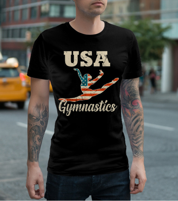 USA Gymnastics American Flag Gymnast T-Shirt