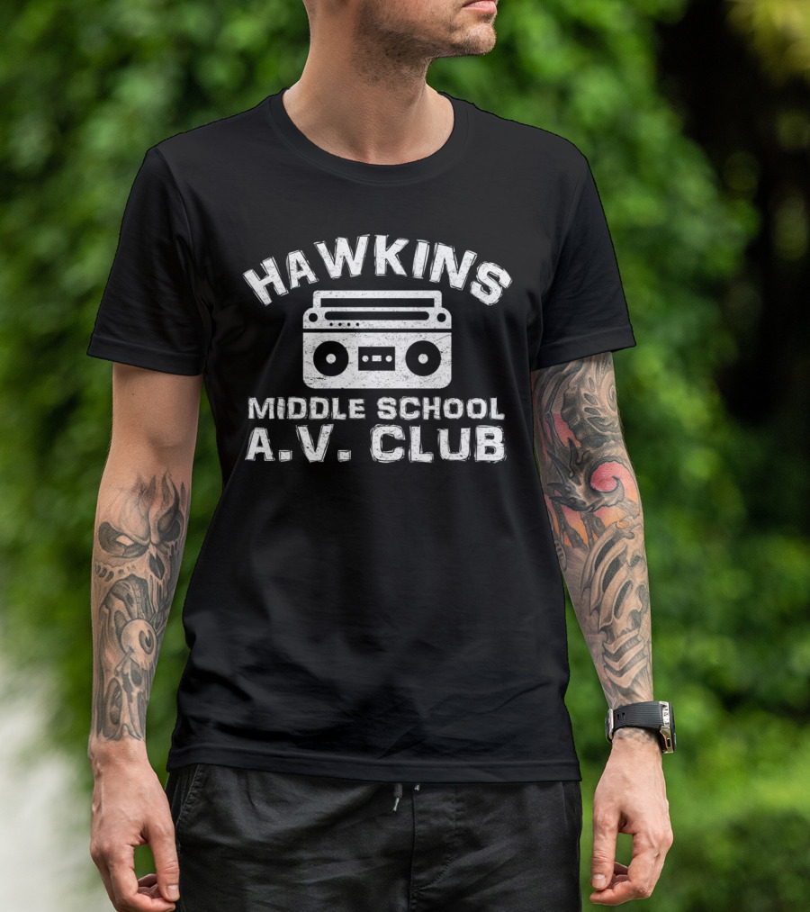 Hawkins Middle School A.V. Club Vintage 80s Boom Box T-Shirt