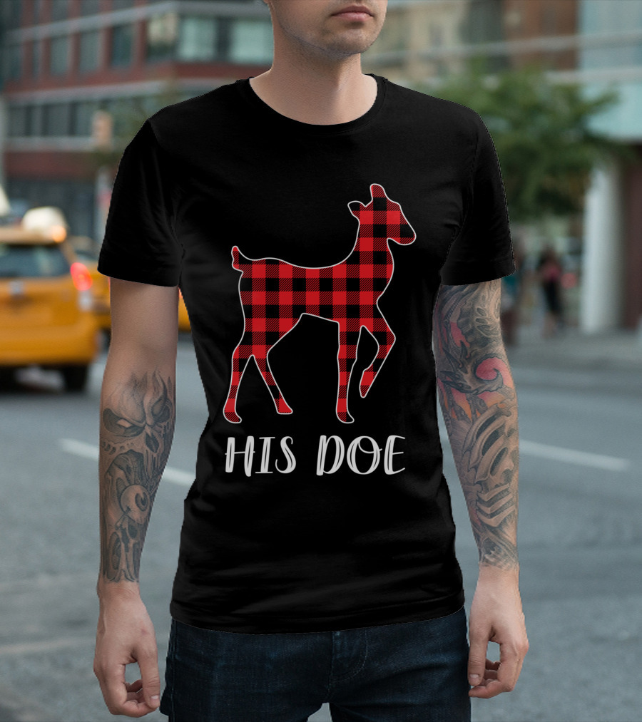 His Doe Red Buffalo Plaid Deer T-Shirt