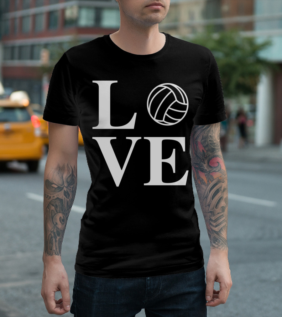 Love Volleyball Ball Symbol Typography T-Shirt