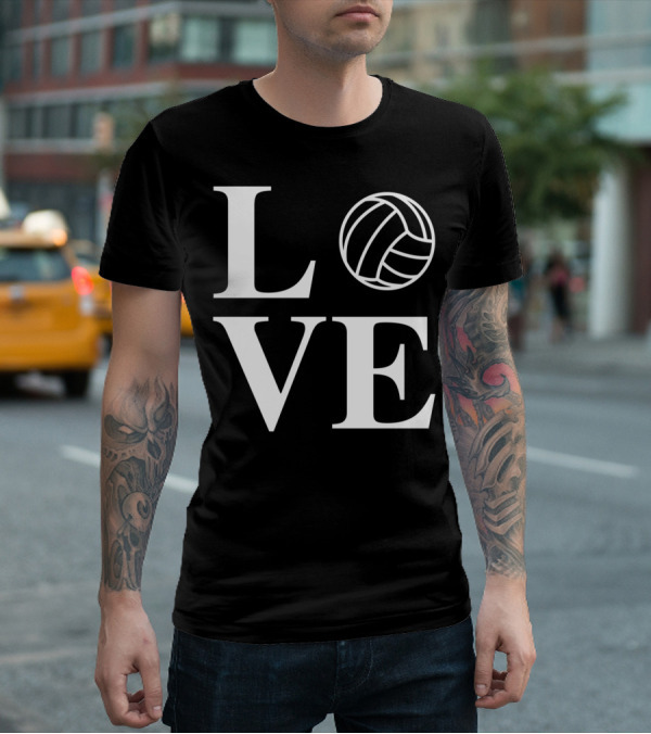 Love Volleyball Ball Symbol Typography T-Shirt
