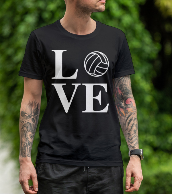 Love Volleyball Ball Symbol Typography T-Shirt