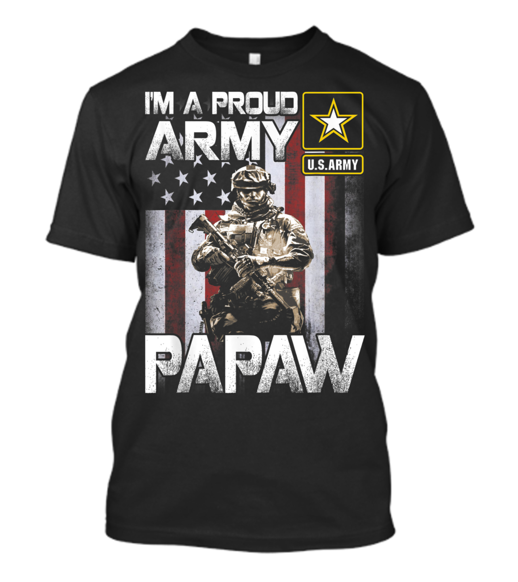 I'm A Proud Army Papaw U.S. Army Star Soldier And American Flag T-Shirt