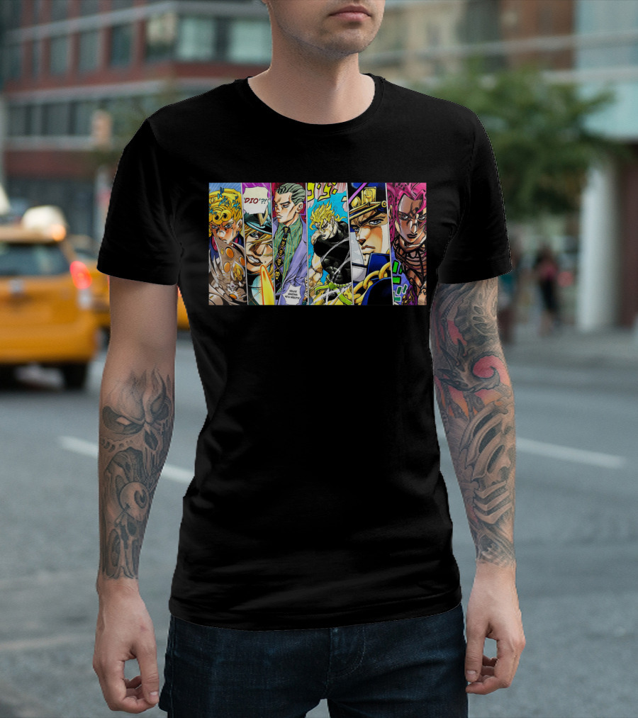 Jojo's Bizarre Adventure Characters Collage Comic Strip T-Shirt