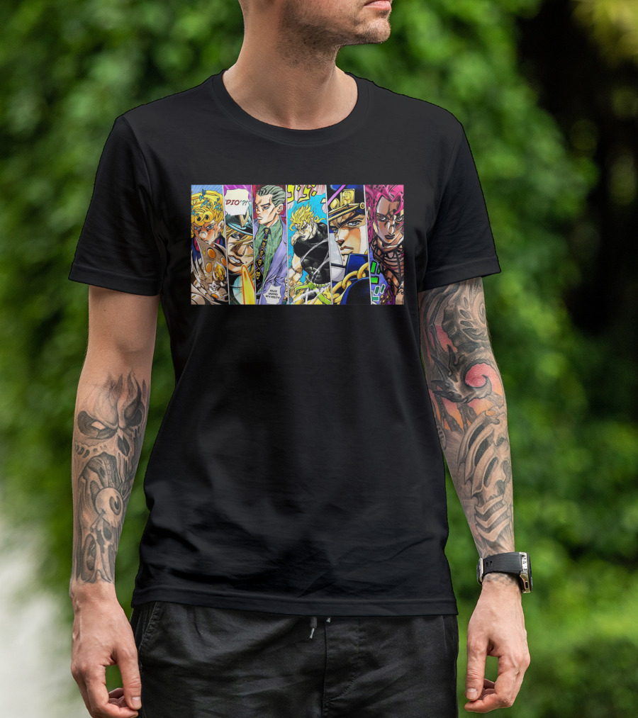 Jojo's Bizarre Adventure Characters Collage Comic Strip T-Shirt