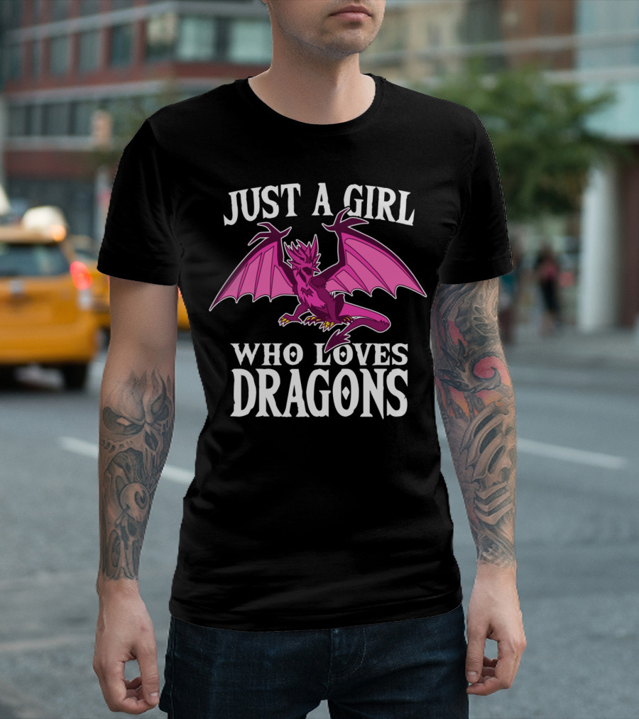 Just A Girl Who Loves Dragons Pink Creature T-Shirt