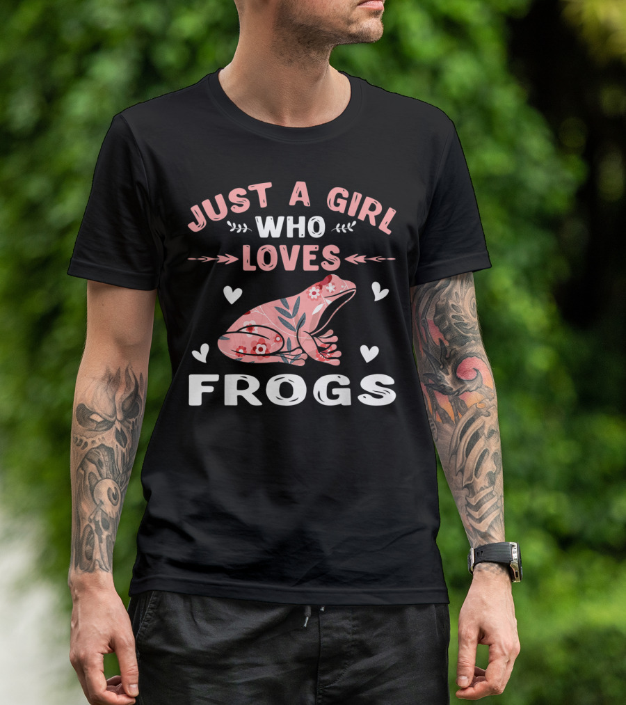 Just A Girl Who Loves Frogs With Floral Frog Lover T-Shirt