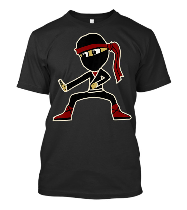 Kids Boys Toddler Cute Ninja Black Mask Red Headband Karate Stance T-Shirt
