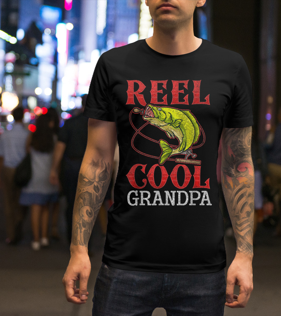 Reel Cool Grandpa Fishing Lover Bass Catcher T-Shirt