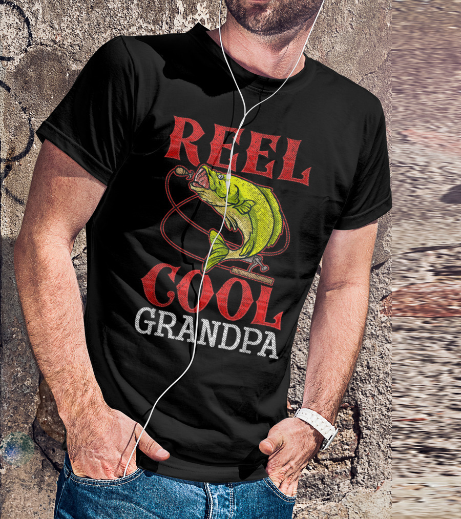 Reel Cool Grandpa Fishing Lover Bass Catcher T-Shirt