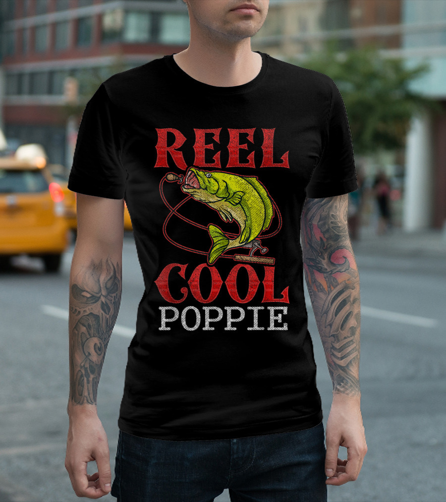 Reel Cool Poppie Fishing Lover Bass Jumping Rod T-Shirt