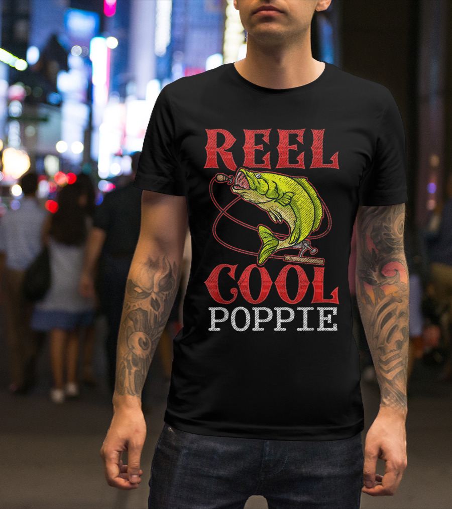 Reel Cool Poppie Fishing Lover Bass Jumping Rod T-Shirt