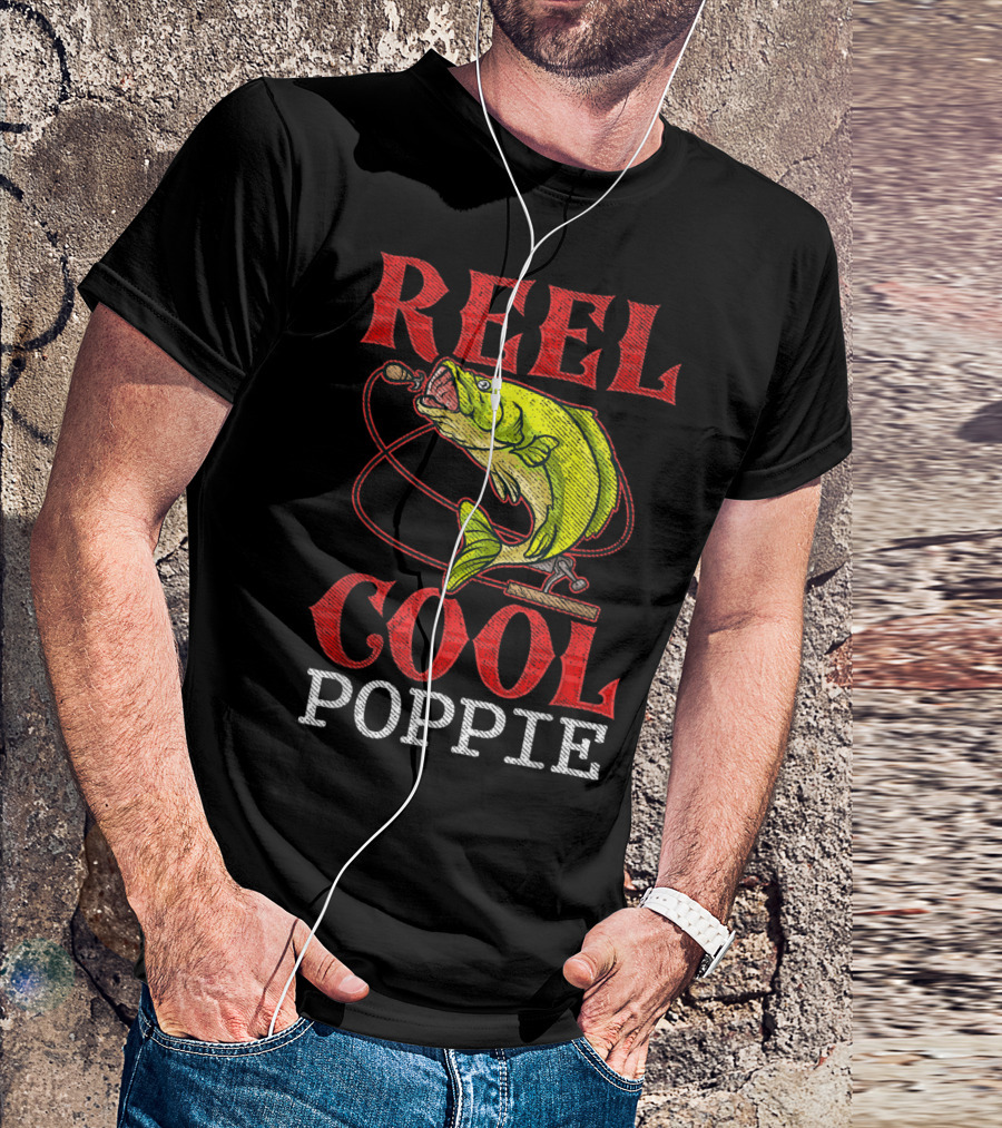 Reel Cool Poppie Fishing Lover Bass Jumping Rod T-Shirt