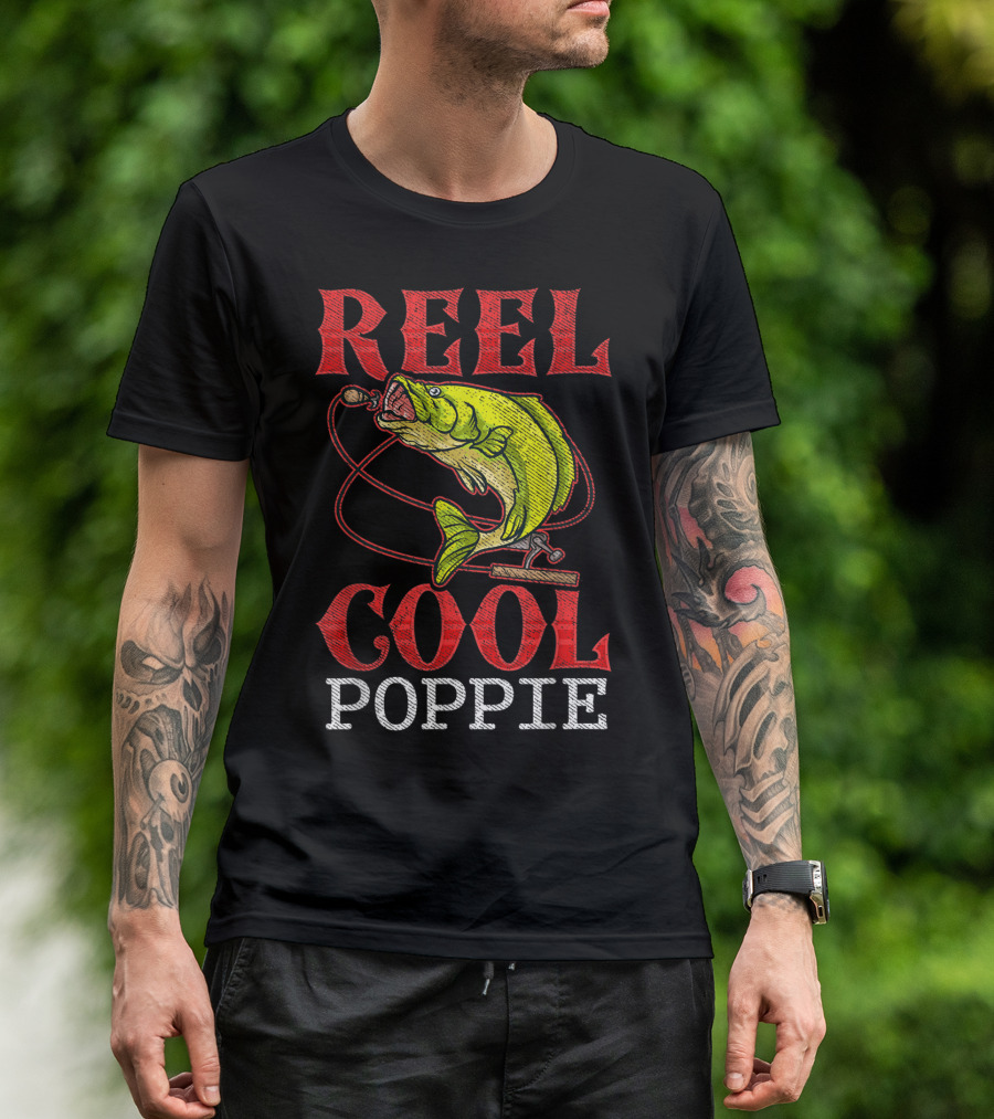 Reel Cool Poppie Fishing Lover Bass Jumping Rod T-Shirt