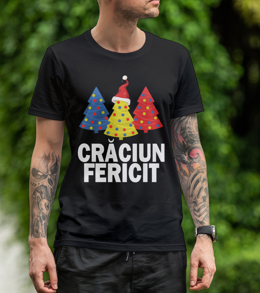 Crăciun Fericit Merry Christmas Romanian Trees Romania Lovers T-Shirt