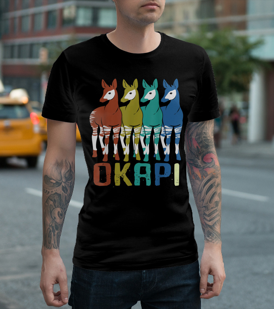 Okapi Family Colorful Okapi Flock T-Shirt