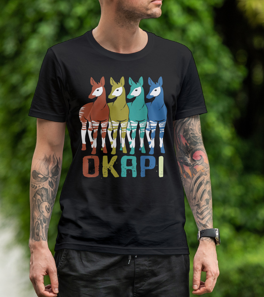 Okapi Family Colorful Okapi Flock T-Shirt