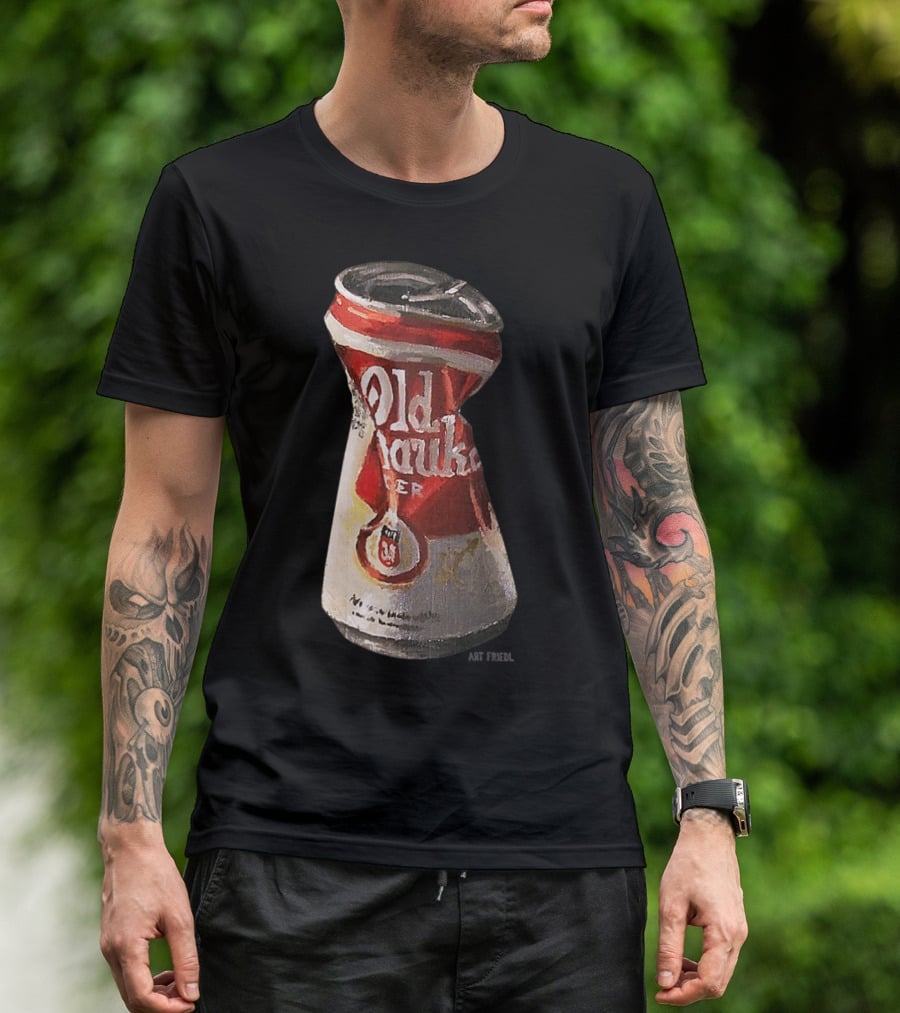 Old Crushed Beer Can Milwaukee Art Friedl T-Shirt