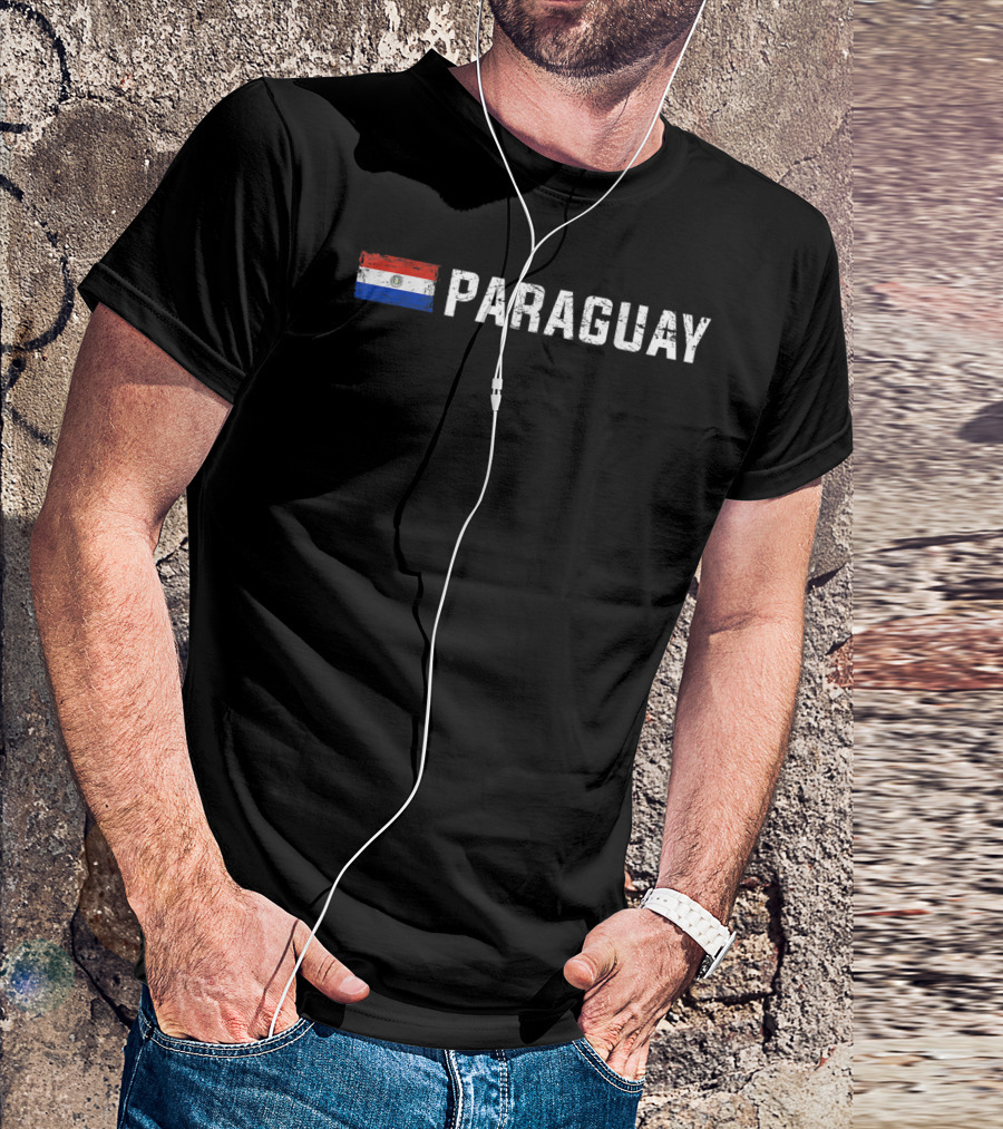 Paraguay Flag With Distressed Text I Love Paraguay T-Shirt