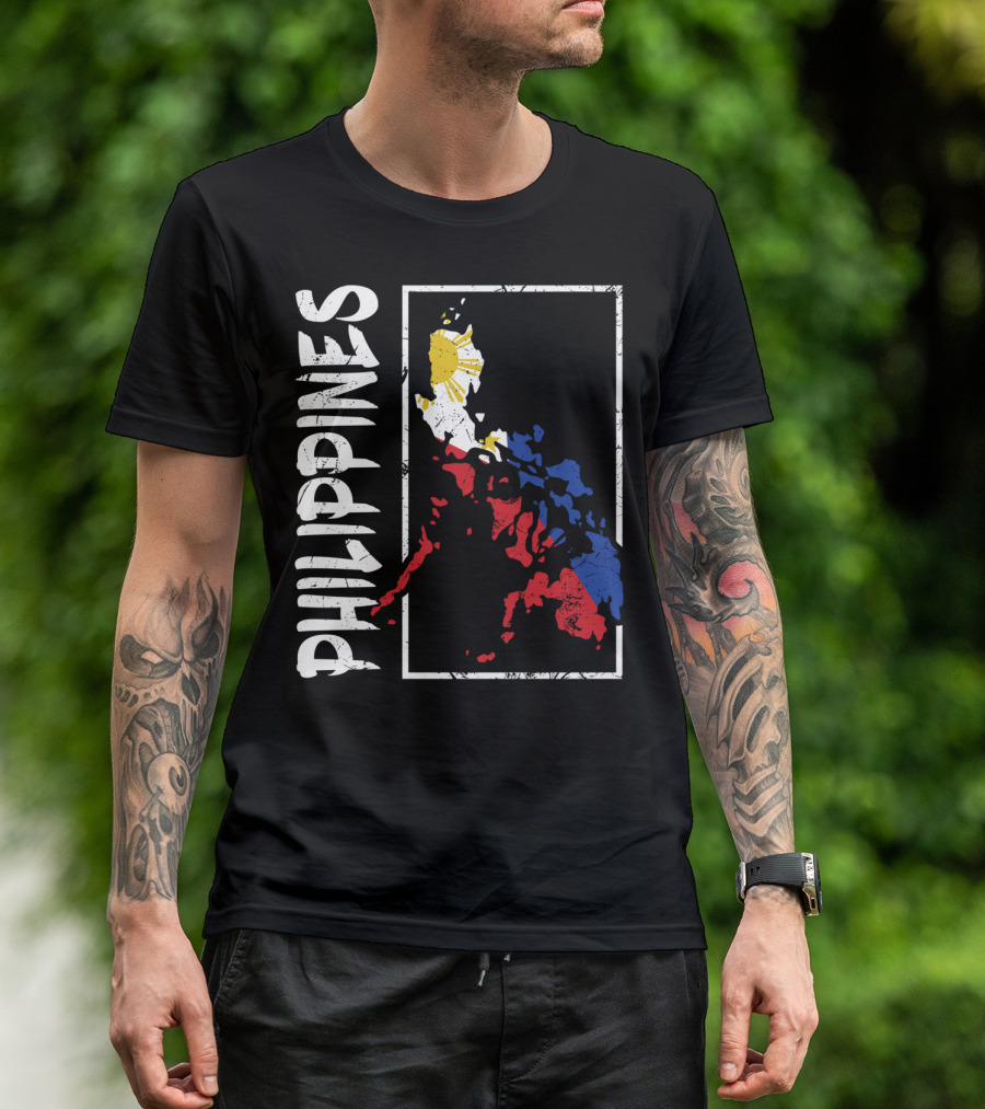 Philippines Flag Map And Filipino Pride T-Shirt