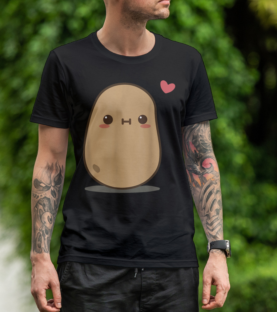 Potato Love Heart Cute Kawaii Character With Heart Balloon T-Shirt