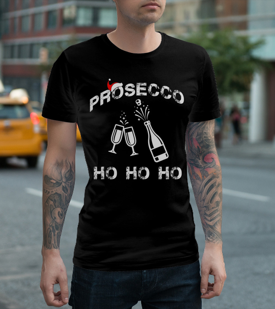 Prosecco Ho Ho Ho Santa Hat Christmas Party T-Shirt