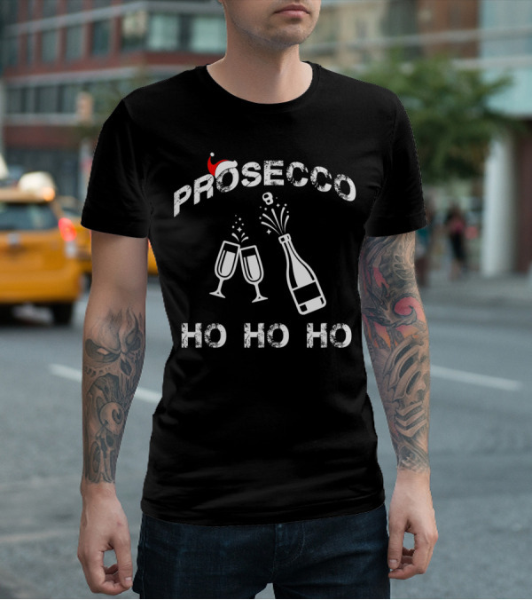 Prosecco Ho Ho Ho Santa Hat Christmas Party T-Shirt