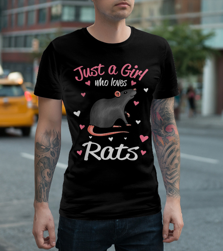 Just A Girl Who Loves Rats With Hearts T-Shirt