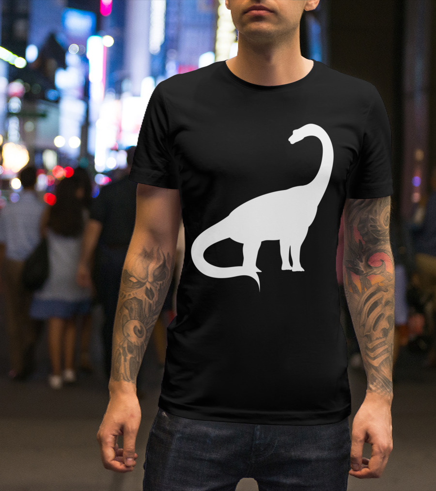 Retro Brachiosaurus Dinosaur Silhouette Classic Minimalist T-Shirt