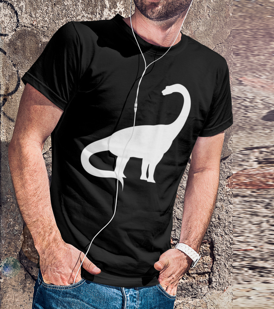 Retro Brachiosaurus Dinosaur Silhouette Classic Minimalist T-Shirt