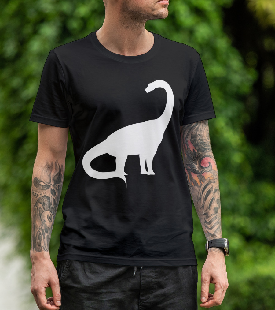 Retro Brachiosaurus Dinosaur Silhouette Classic Minimalist T-Shirt