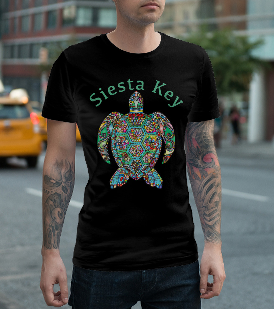 Siesta Key Vibrant Tribal Turtle T-Shirt