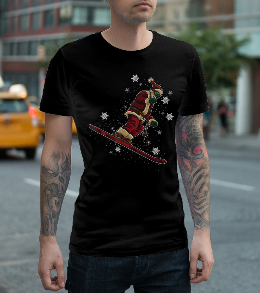 Santa Claus Skiing Funny Winter Sports Holiday T-Shirt