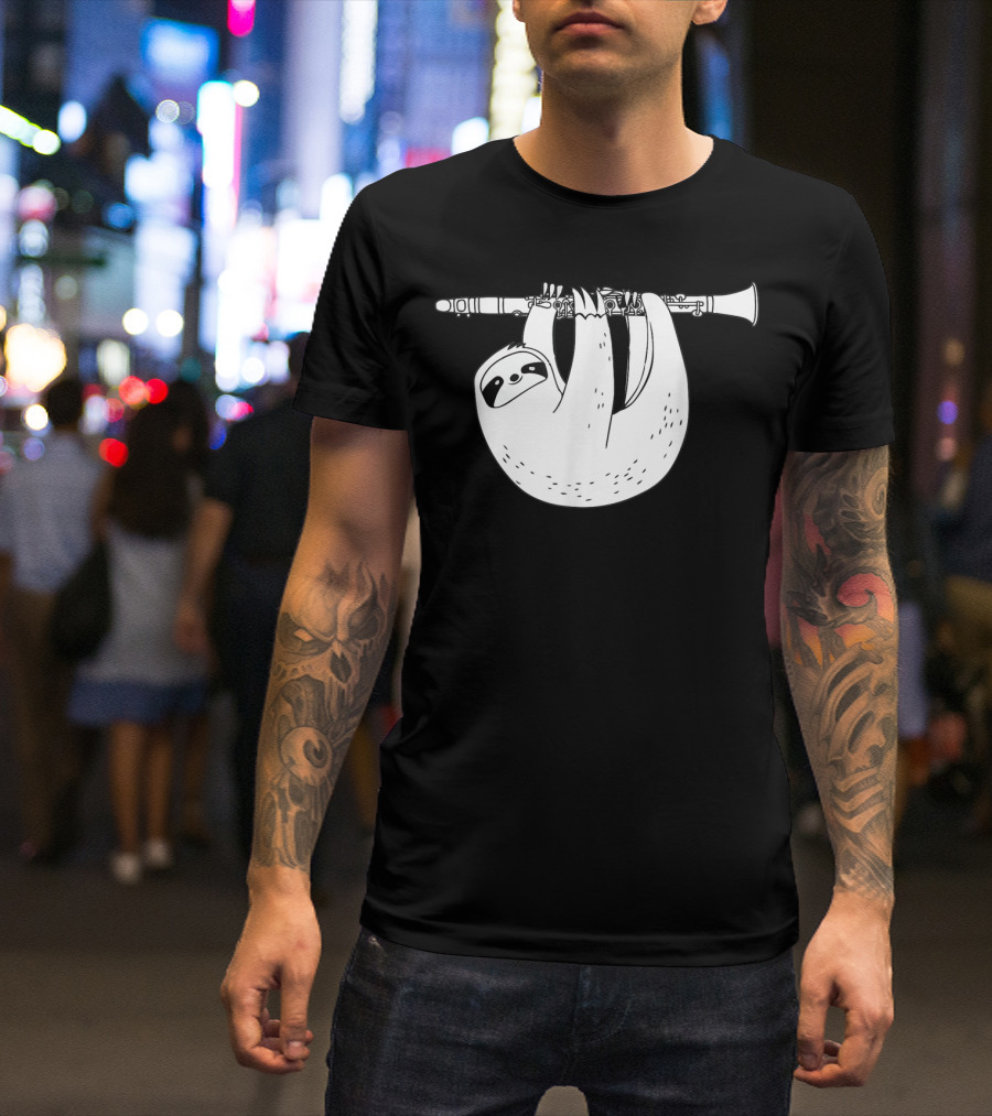 Sloth Hanging On Clarinet T-Shirt