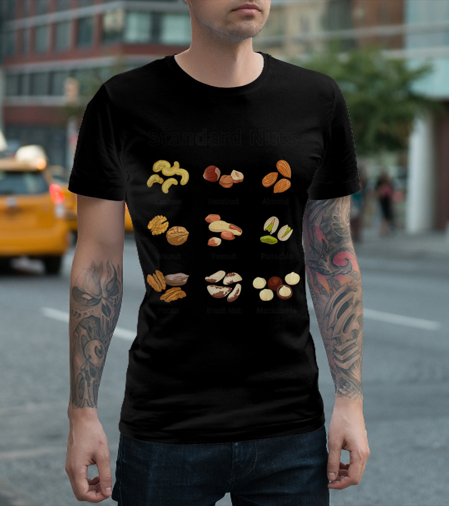 Standard Nuts Youth Cashew Hazelnut Almond Walnut Peanut Pistachio Pecan Brazil Nut Macadamia Lots Of Colors T-Shirt