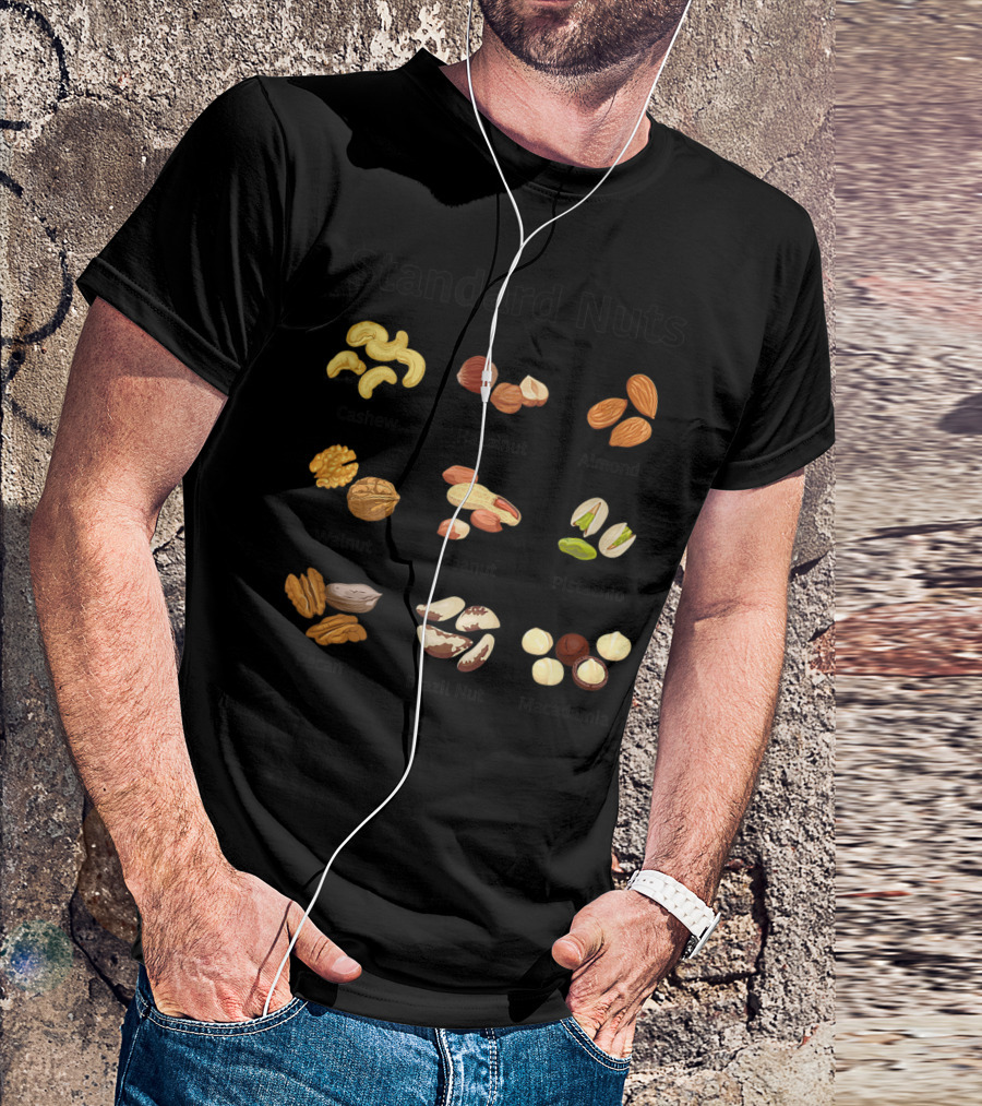 Standard Nuts Youth Cashew Hazelnut Almond Walnut Peanut Pistachio Pecan Brazil Nut Macadamia Lots Of Colors T-Shirt