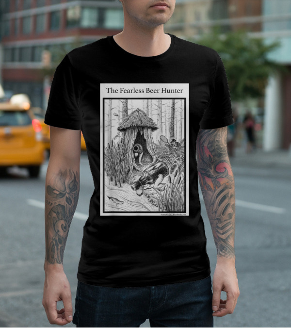 The Fearless Beer Hunter Forest Adventure Hut Scene T-Shirt