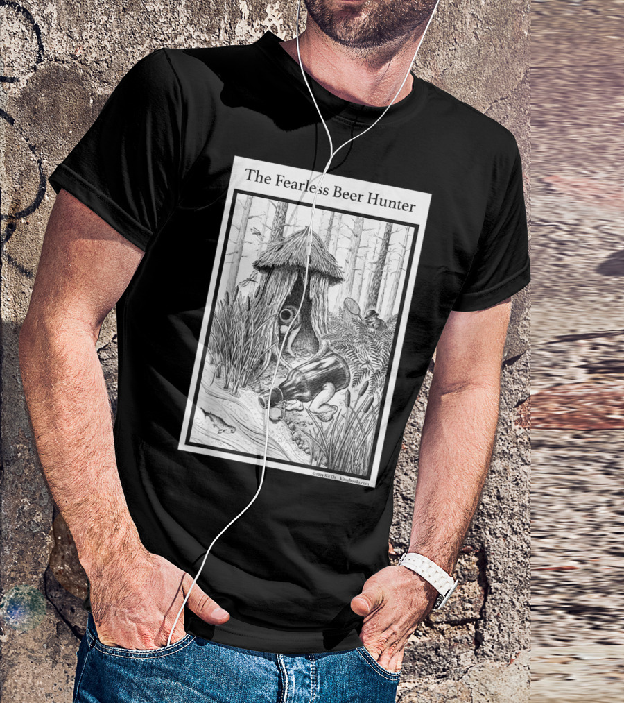 The Fearless Beer Hunter Forest Adventure Hut Scene T-Shirt