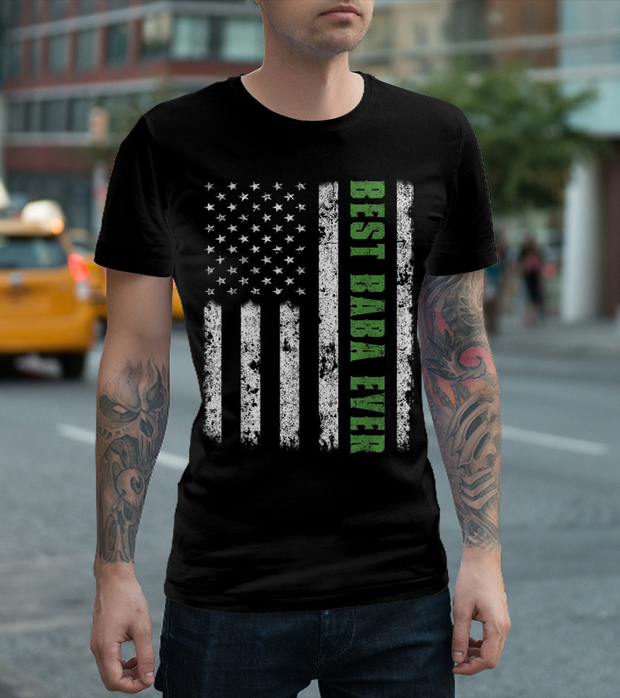Best Baba Ever American Flag Papa Father USA T-Shirt