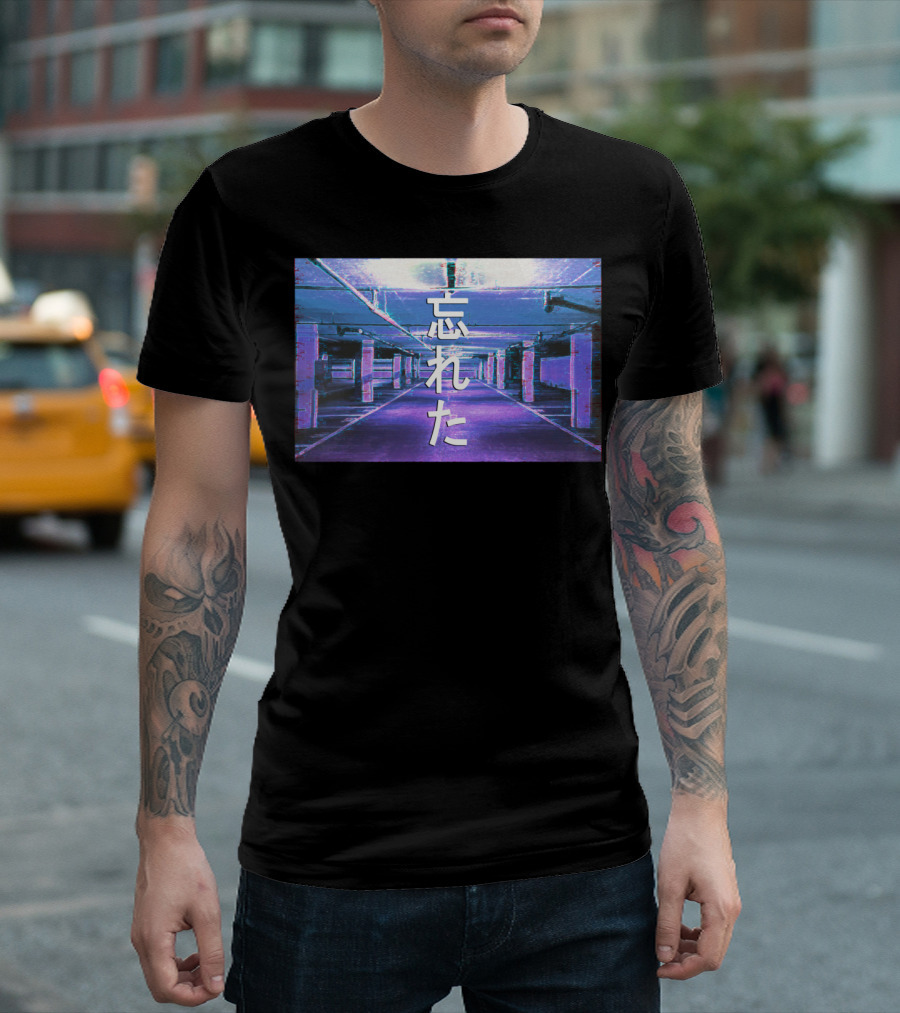 Forgotten Vaporwave Aesthetic Underground Parking Scene Japanese Text T-Shirt