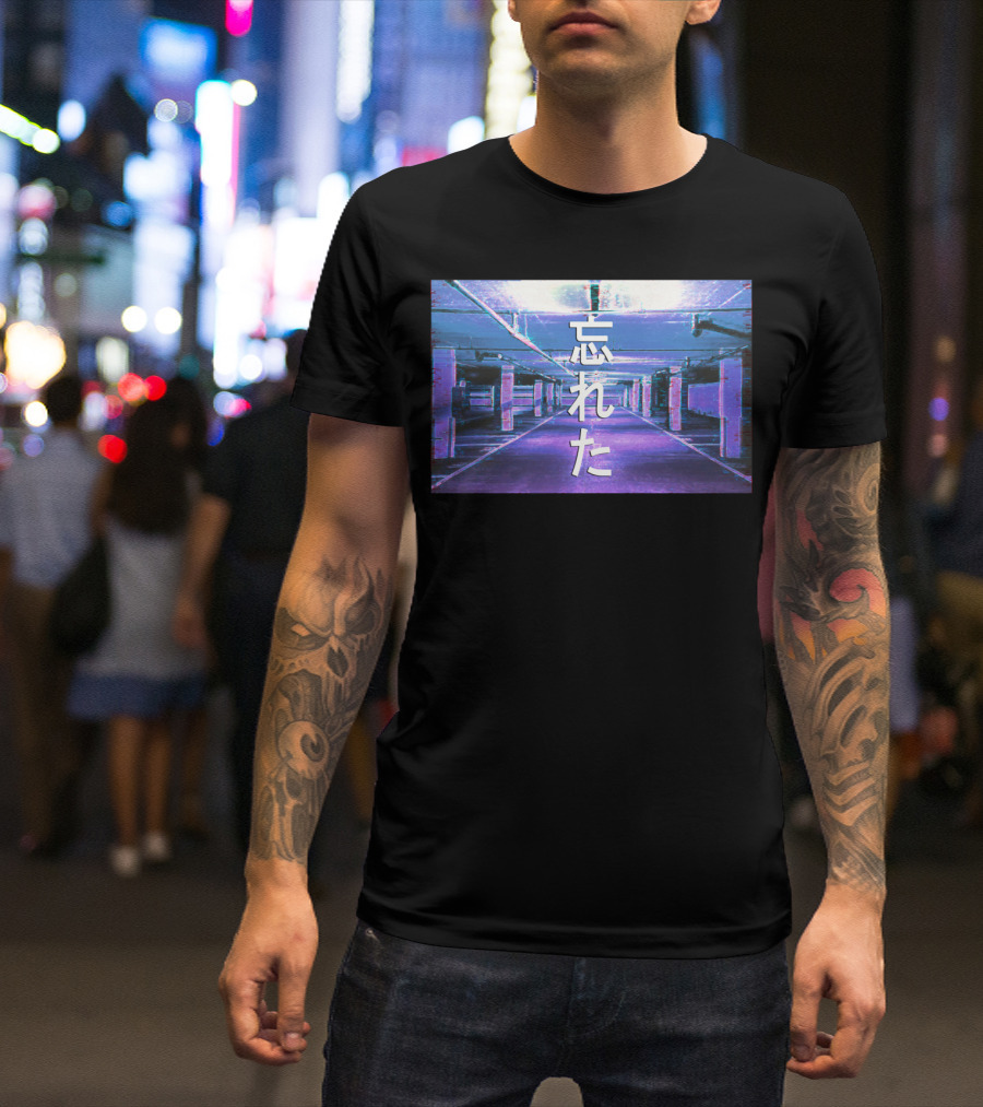 Forgotten Vaporwave Aesthetic Underground Parking Scene Japanese Text T-Shirt