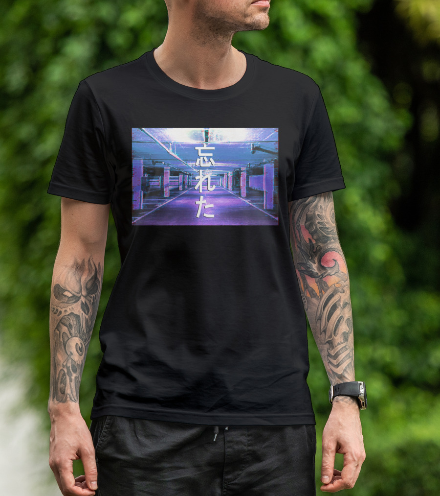 Forgotten Vaporwave Aesthetic Underground Parking Scene Japanese Text T-Shirt