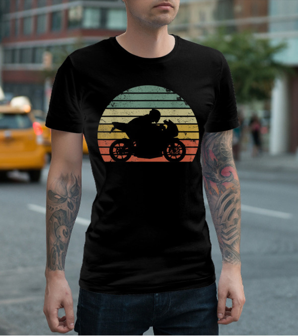 Vintage Biker Motorcycle Retro Sunset T-Shirt