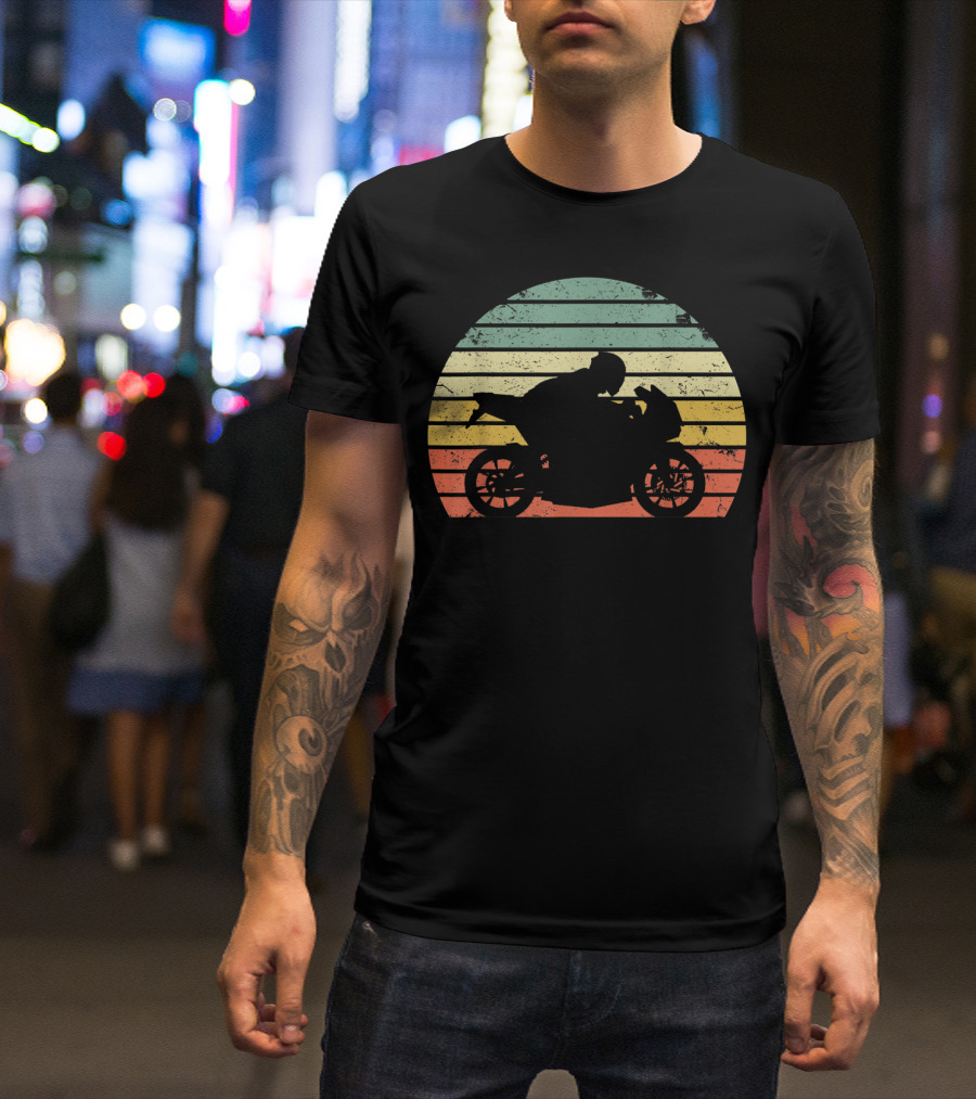 Vintage Biker Motorcycle Retro Sunset T-Shirt