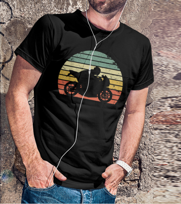 Vintage Biker Motorcycle Retro Sunset T-Shirt