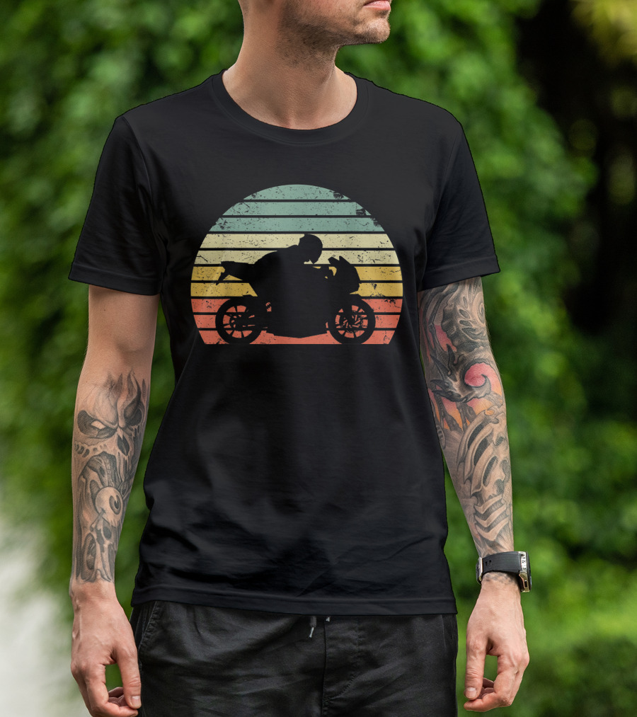 Vintage Biker Motorcycle Retro Sunset T-Shirt