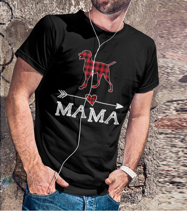 Red Plaid Weimaraner Heart Mama Dog Arrow T-Shirt